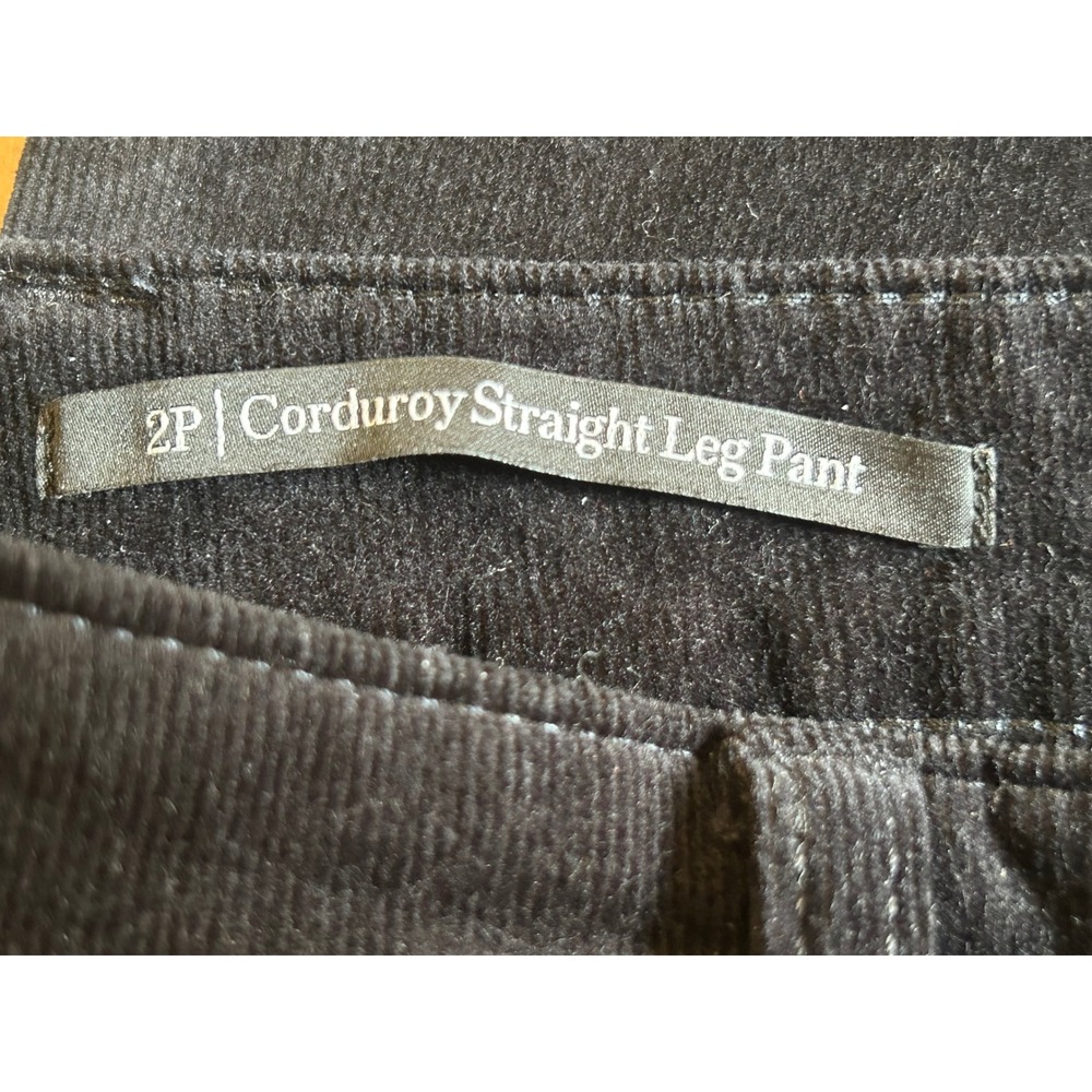 Talbots Black Corduroy Straight Leg Pants Womens 2P Petite 5-Pocket Trousers - Picture 3 of 5